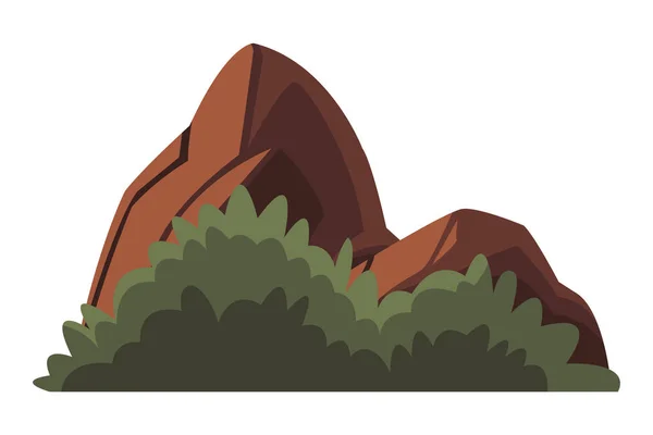 Felsen und Büsche Natur — Stockvektor