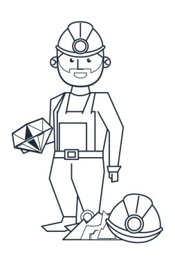 Madencilik ve alt siyah beyaz çizgi film