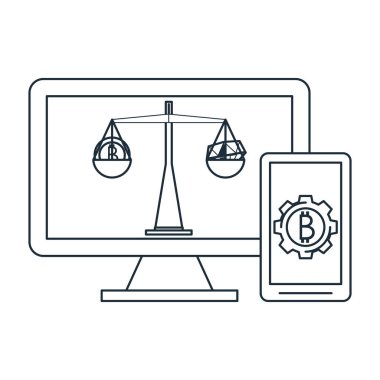 Bitcoin madencilik ve yatırım siyah ve beyaz
