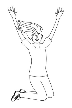 Mutlu genç kadın siyah ve beyaz