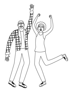 Mutlu arkadaş siyah ve beyaz siyah ve beyaz çift