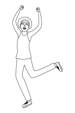 Mutlu genç kadın siyah ve beyaz