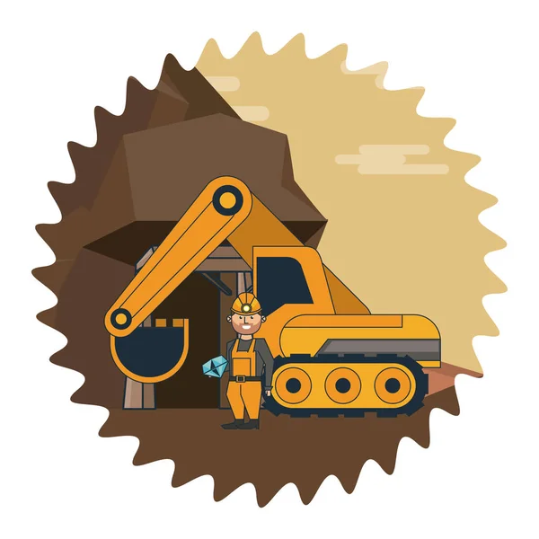 Desenhos animados sobre mineração e trabalhadores —  Vetores de Stock