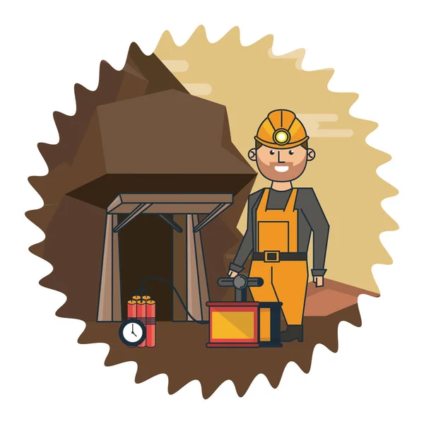 Desenhos animados sobre mineração e trabalhadores —  Vetores de Stock
