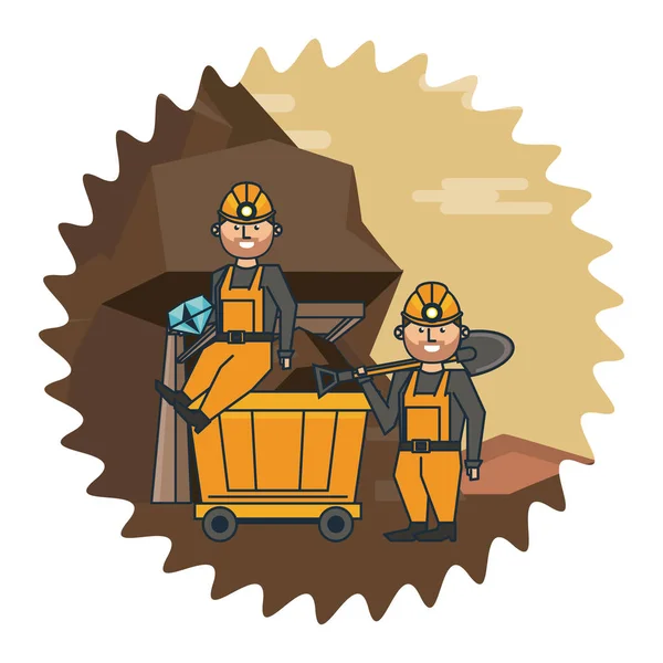 Mineração e trabalhadores desenhos animados —  Vetores de Stock