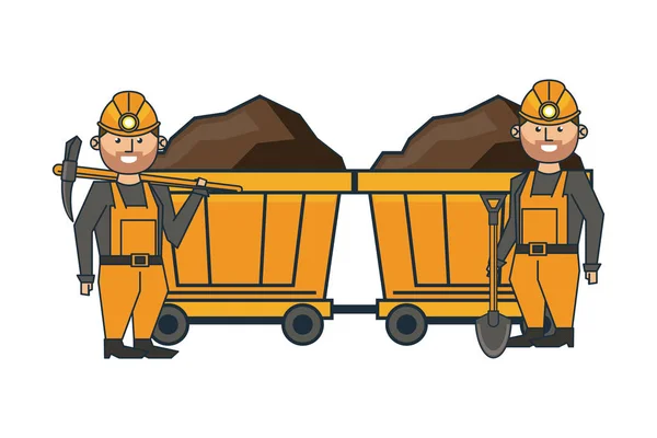 Mineração e trabalhadores desenhos animados —  Vetores de Stock