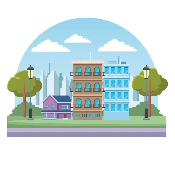 Conjunto de edificios urbanos — Vector de stock