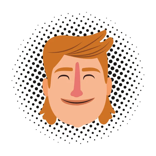 Hombre con pelo largo sonriente pop art — Vector de stock