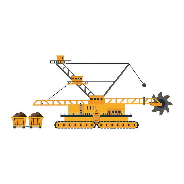 Wagon karren en mijnbouwmachines — Stockvector