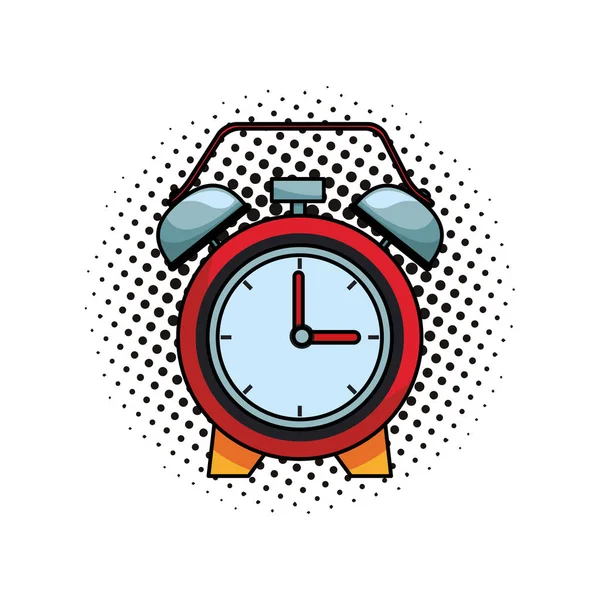 Reloj despertador con campanas pop art — Vector de stock