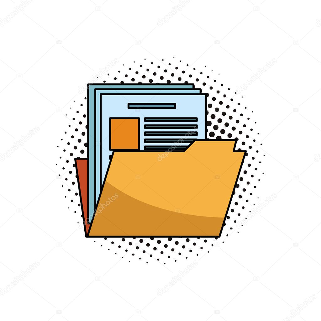 Folder with document symbol pop art