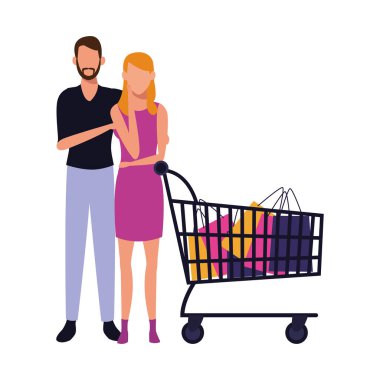 İnsanlar alışveriş çizgi film