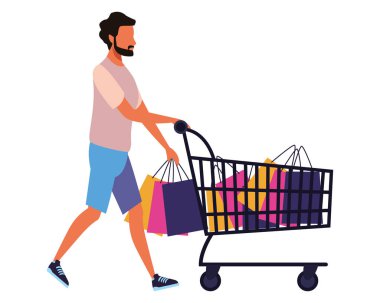 İnsanlar alışveriş çizgi film