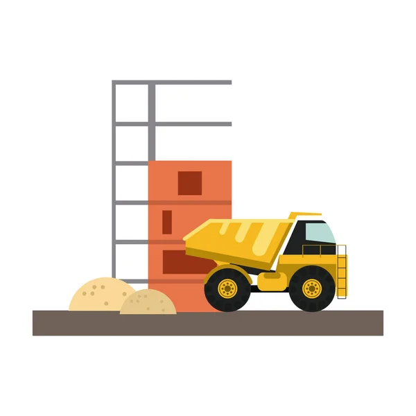 Bauwagen belädt Sand — Stockvektor