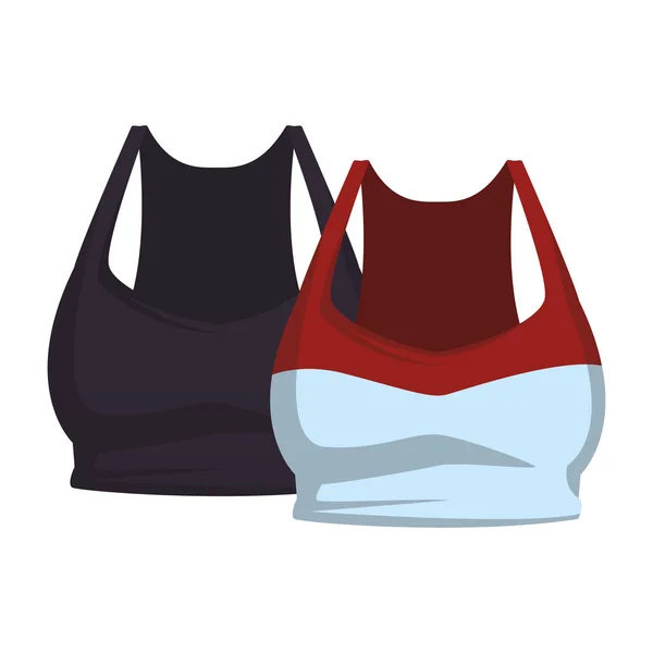 Duas mulheres esporte tops roupas — Vetor de Stock