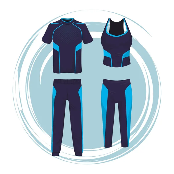 Fitnessanzug Kleidung für Mann und Frau — Stockvektor