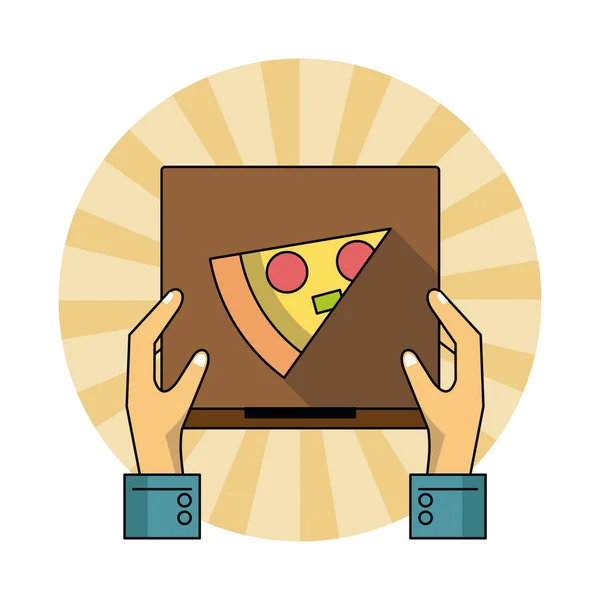 Πίτσα γρήγορη παράδοση των τροφίμων — Διανυσματικό Αρχείο