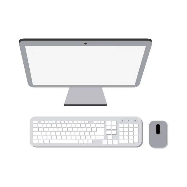 Ordinateur avec clavier et souris — Image vectorielle