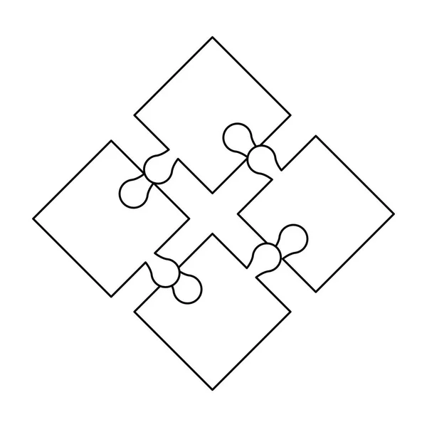 Jigsaw piezas símbolo blanco y negro — Vector de stock