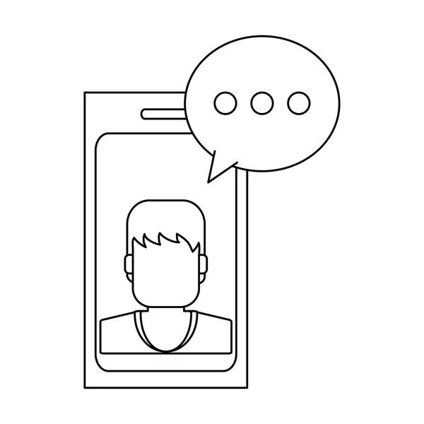 Smartphone chat di lavoro in bianco e nero — Vettoriale Stock