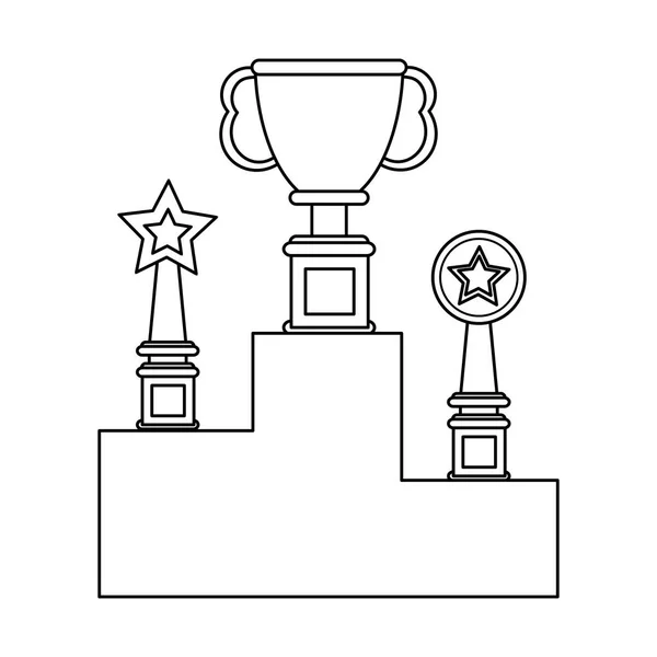Ensemble de tasses trophées noir et blanc — Image vectorielle