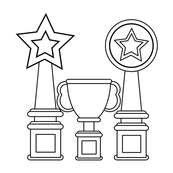 Conjunto de copos troféu preto e branco — Vetor de Stock