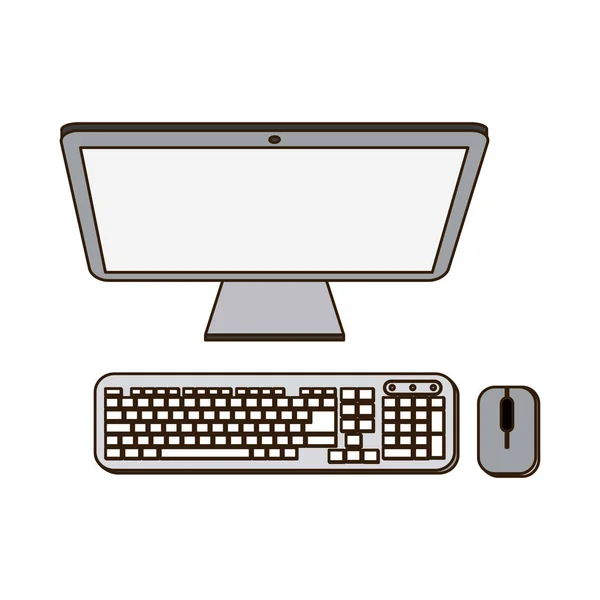 Ordenador con teclado y ratón — Vector de stock