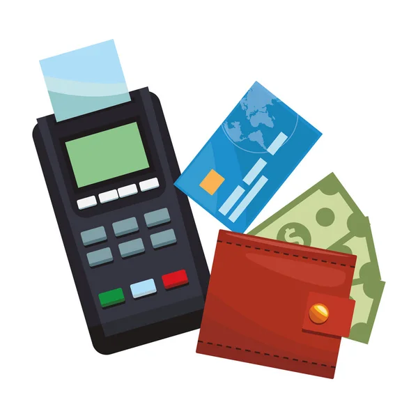 Читання кредитних карток і гаманець з грошима — стоковий вектор