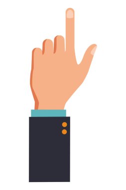 Beyaz arka plan vektör çizim grafik tasarım renkli takım elbise ile gösteren bir el