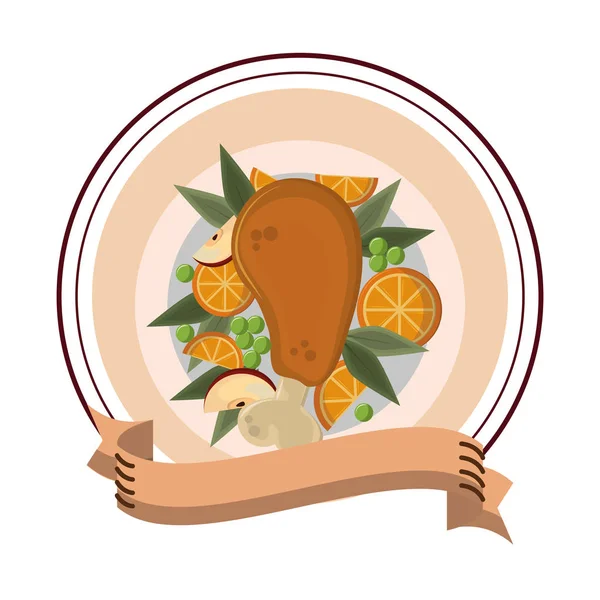 Жареная индейка на День благодарения — стоковый вектор