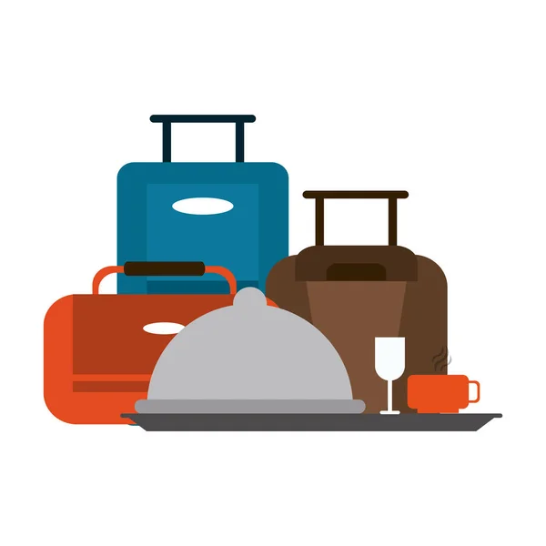 Bagages de l'hôtel et symbole du restaurant — Image vectorielle