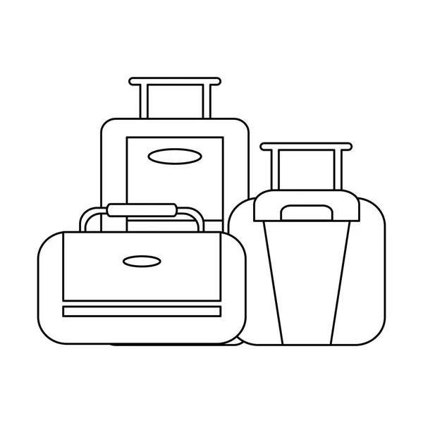 Concepto de equipaje de viaje blanco y negro — Vector de stock