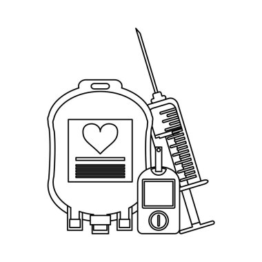 Kan bağışı kampanyası öğeleri siyah ve beyaz