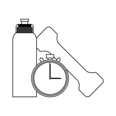 Spor salonu ve fitness öğeleri siyah ve beyaz