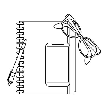 İş ve office öğeleri siyah ve beyaz