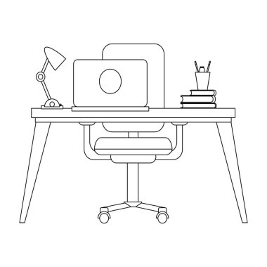 Ofis masası bilgisayar siyah ve beyaz