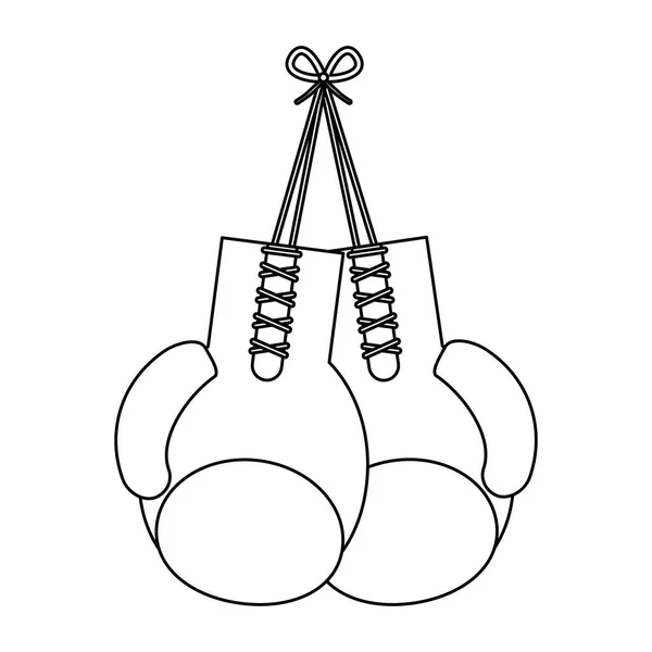 Guantes de boxig colgando blanco y negro — Vector de stock