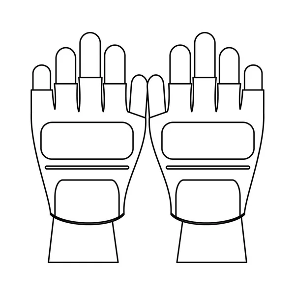 Hand mit Turnhandschuhen schwarz-weiß — Stockvektor
