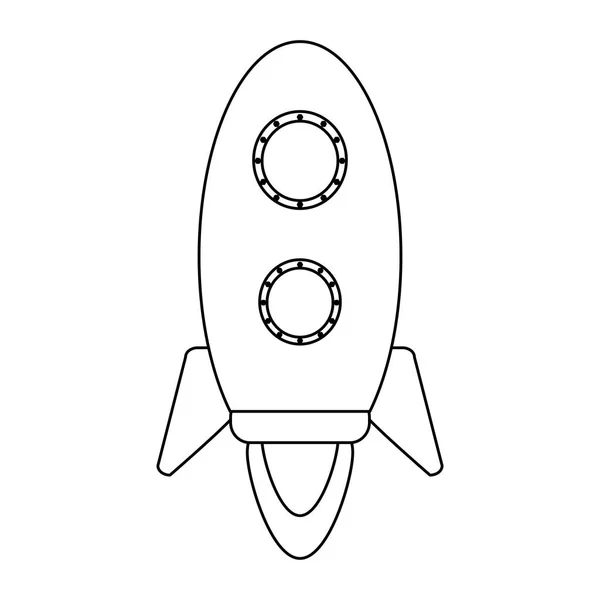 Rakete hebt ab Symbol schwarz-weiß — Stockvektor
