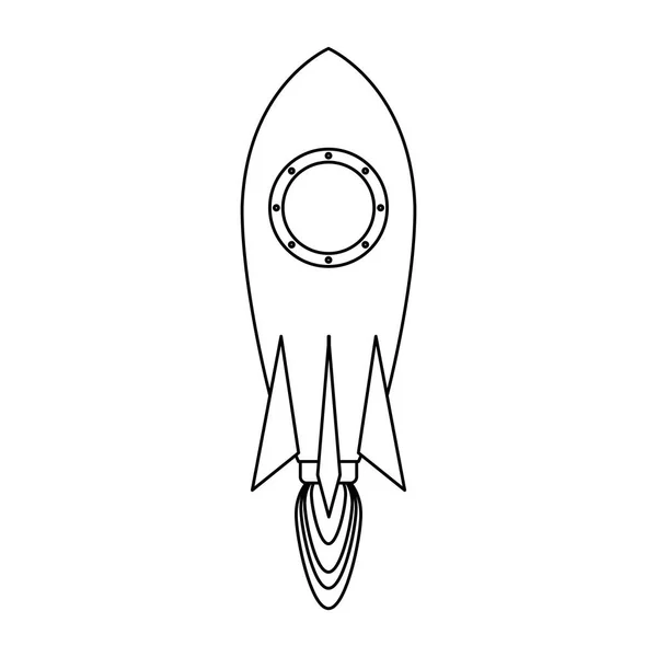 Ракета снимает символ черно-белый — стоковый вектор