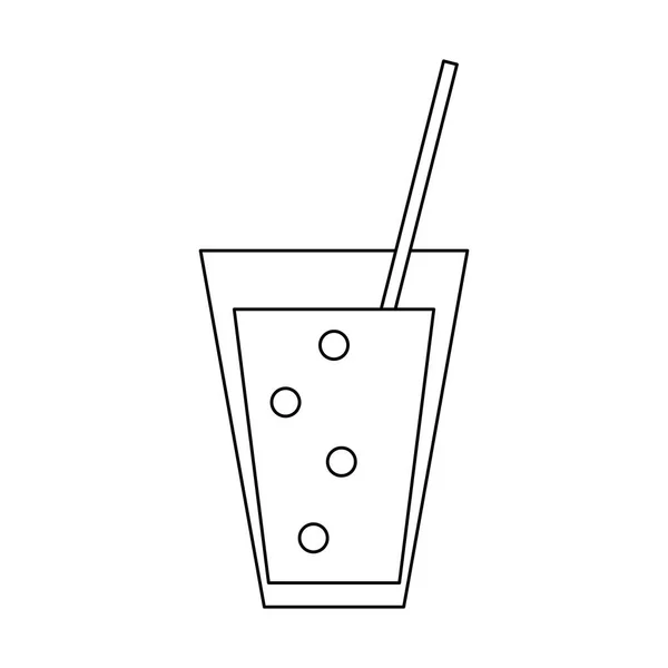 Soda pohár slámou černé a bílé — Stockový vektor