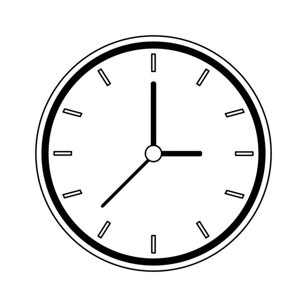 Relógio redondo quadro preto e branco — Vetor de Stock
