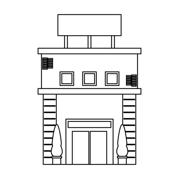黑白相间的空白标志的酒店建筑 — 图库矢量图片