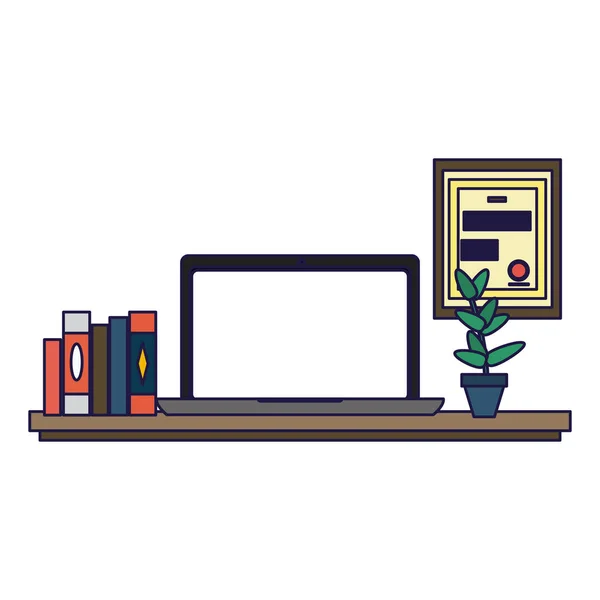 Office desk with computer — Stock Vector