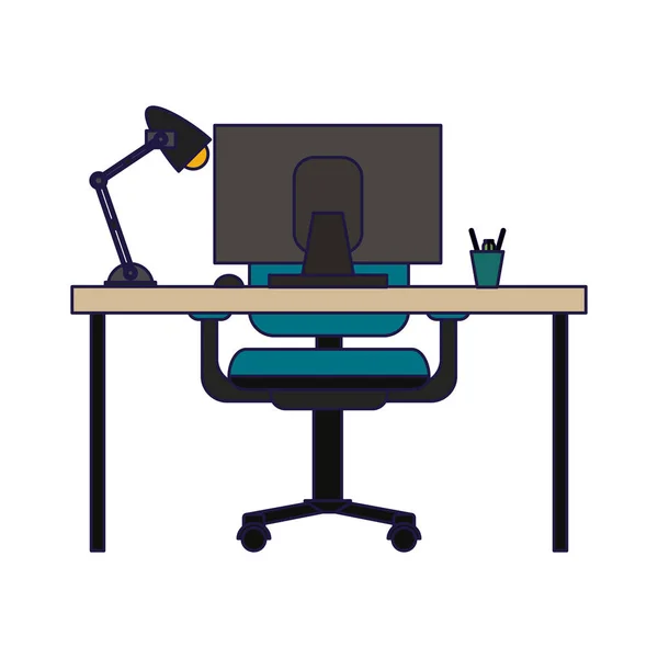 Office desk with computer — Stock Vector