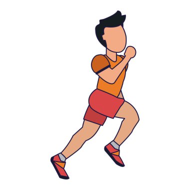 Fitness adam koşma mavi çizgiler