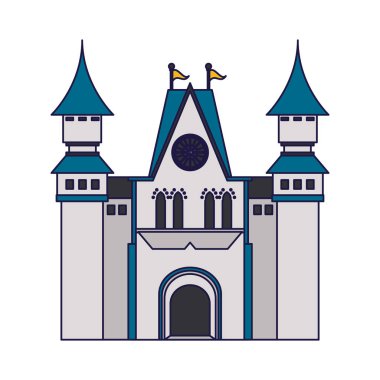 Ortaçağ Kalesi bina mavi çizgiler