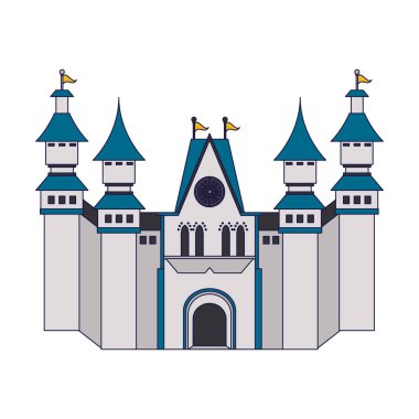 Ortaçağ Kalesi bina mavi çizgiler