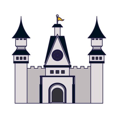 Ortaçağ Kalesi bina mavi çizgiler