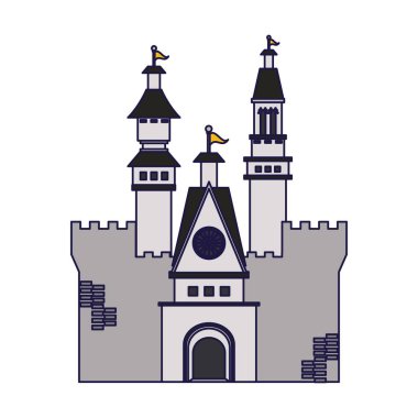 Ortaçağ Kalesi bina mavi çizgiler